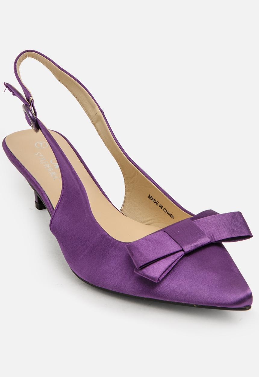 STYLE REPUBLIC - Satin Bow Slingback Mid Purple