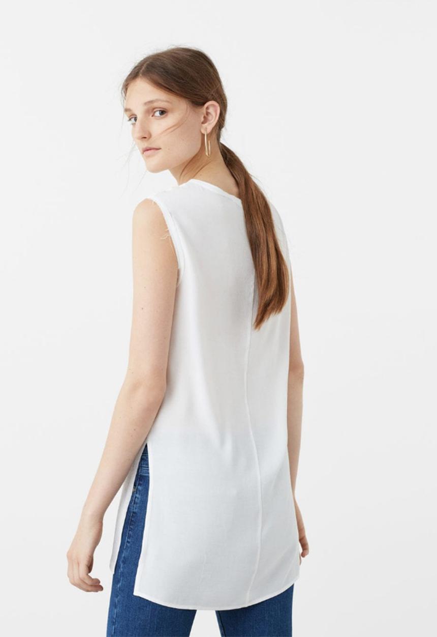 MANGO - Side Slit Sleeveless Top White