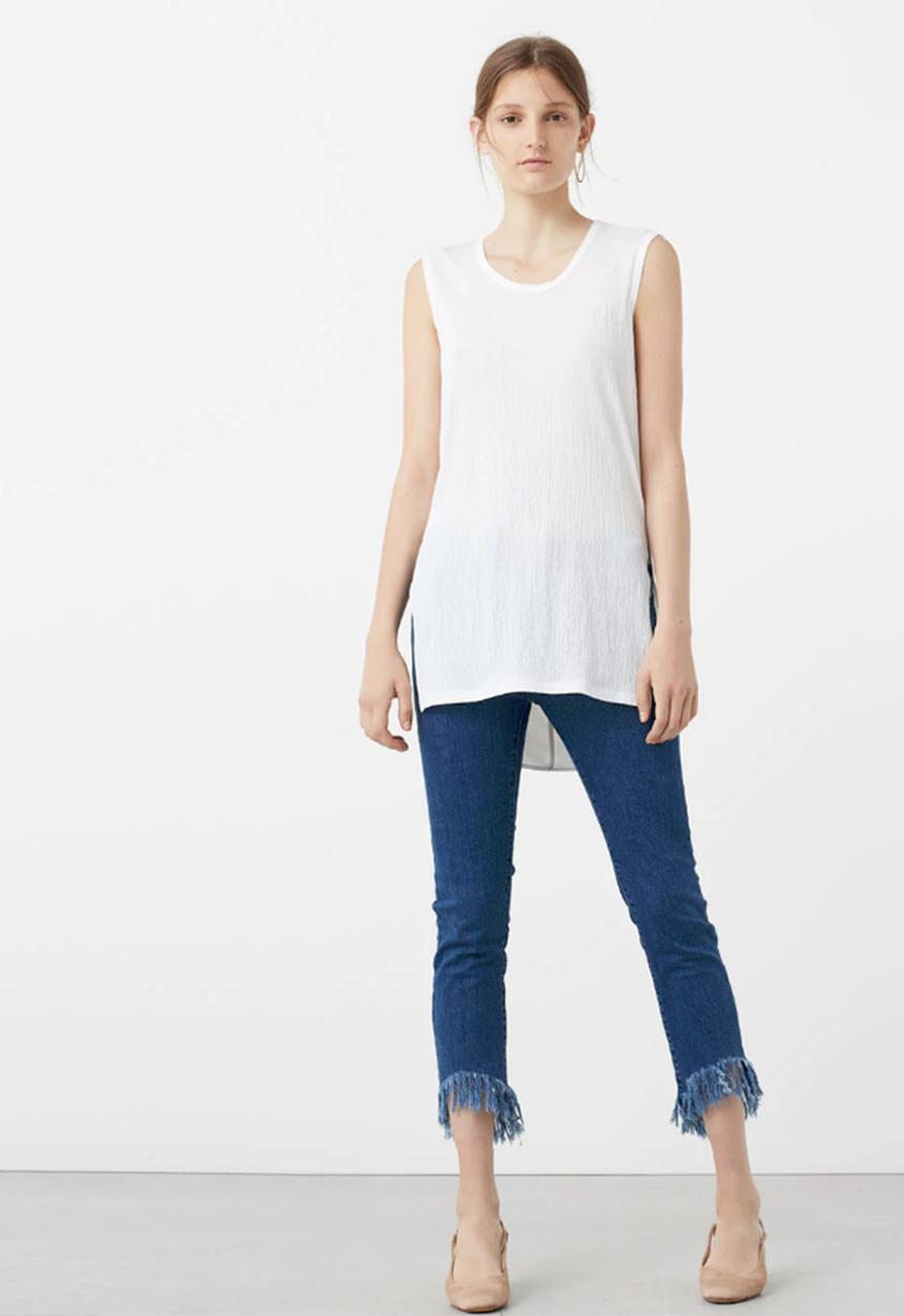 MANGO - Side Slit Sleeveless Top White