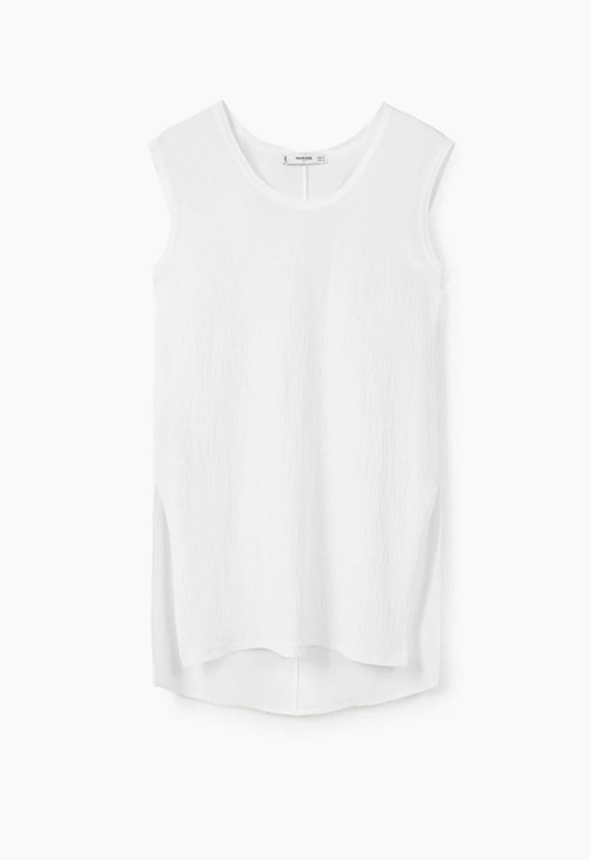 MANGO - Side Slit Sleeveless Top White