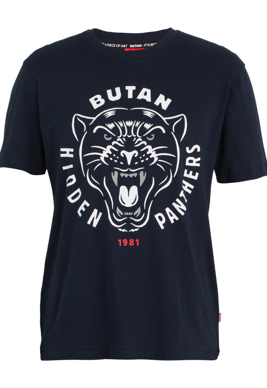 Butan - Hidden Panthers Glow In The Dark Cotton T-shirt Navy
