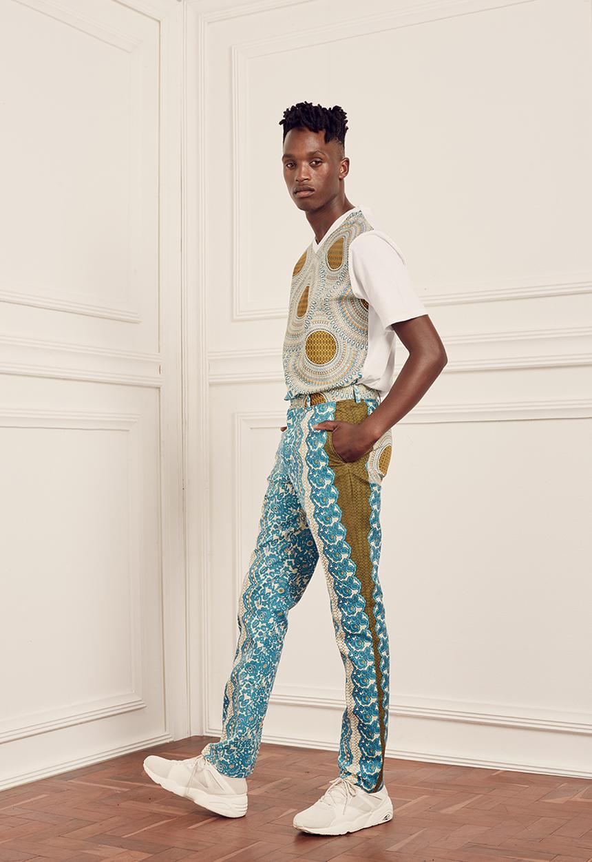 Fundudzi by Craig Jacobs - Antique Circle Afro Print -Shirt White