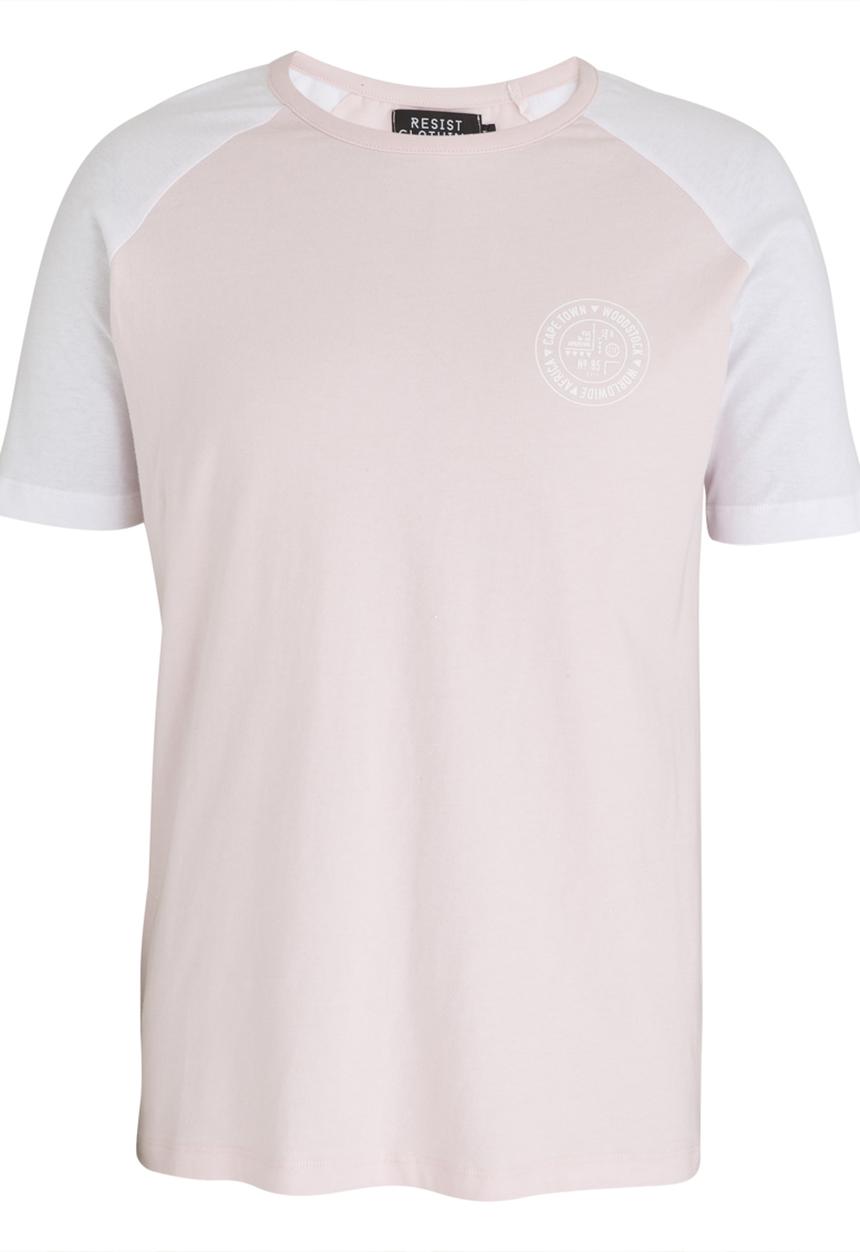 Resist - Printed Raglan T Shirt Pale Pink
