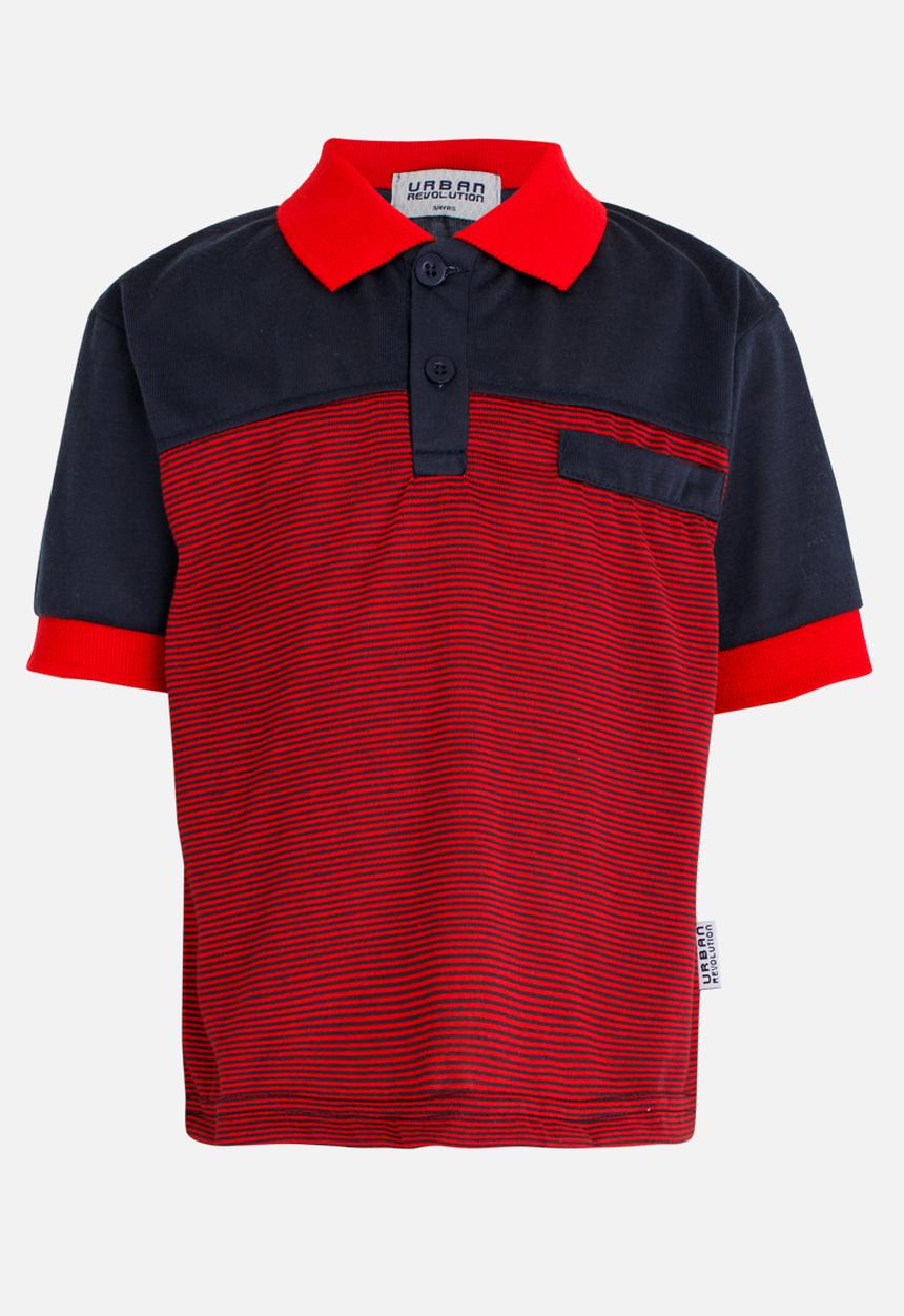 Twin Clothing - Printed Stripe Golfer T-shirt Red