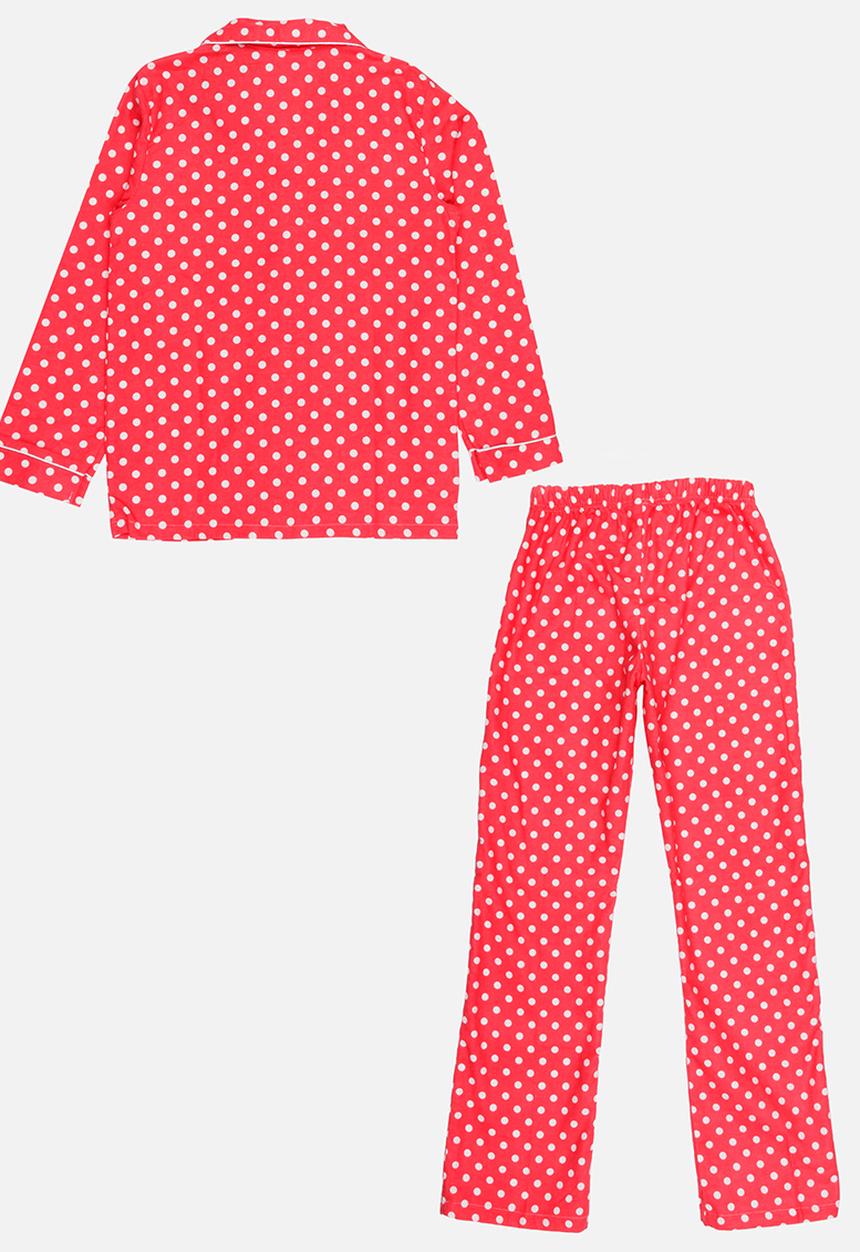 Twin Clothing - Printed Flannel Pj Set Coral