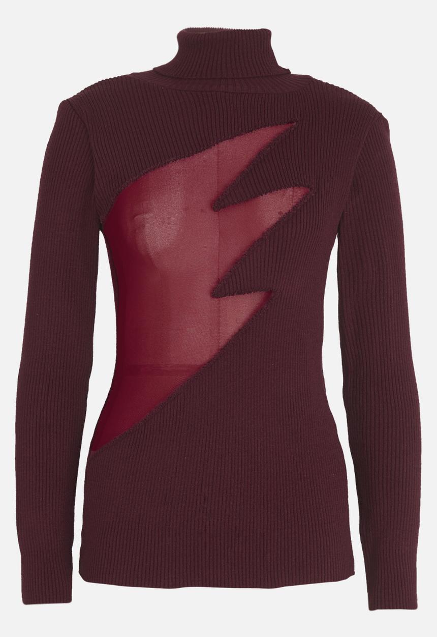 Thebe Magugu - Mesh Detail Top Burgundy