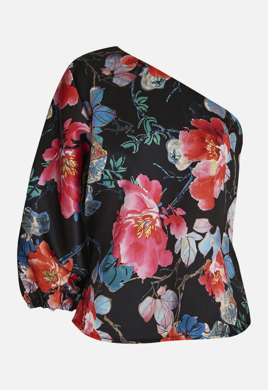 RUFF TUNG - One Shoulder Satin-like Top Multi-colour