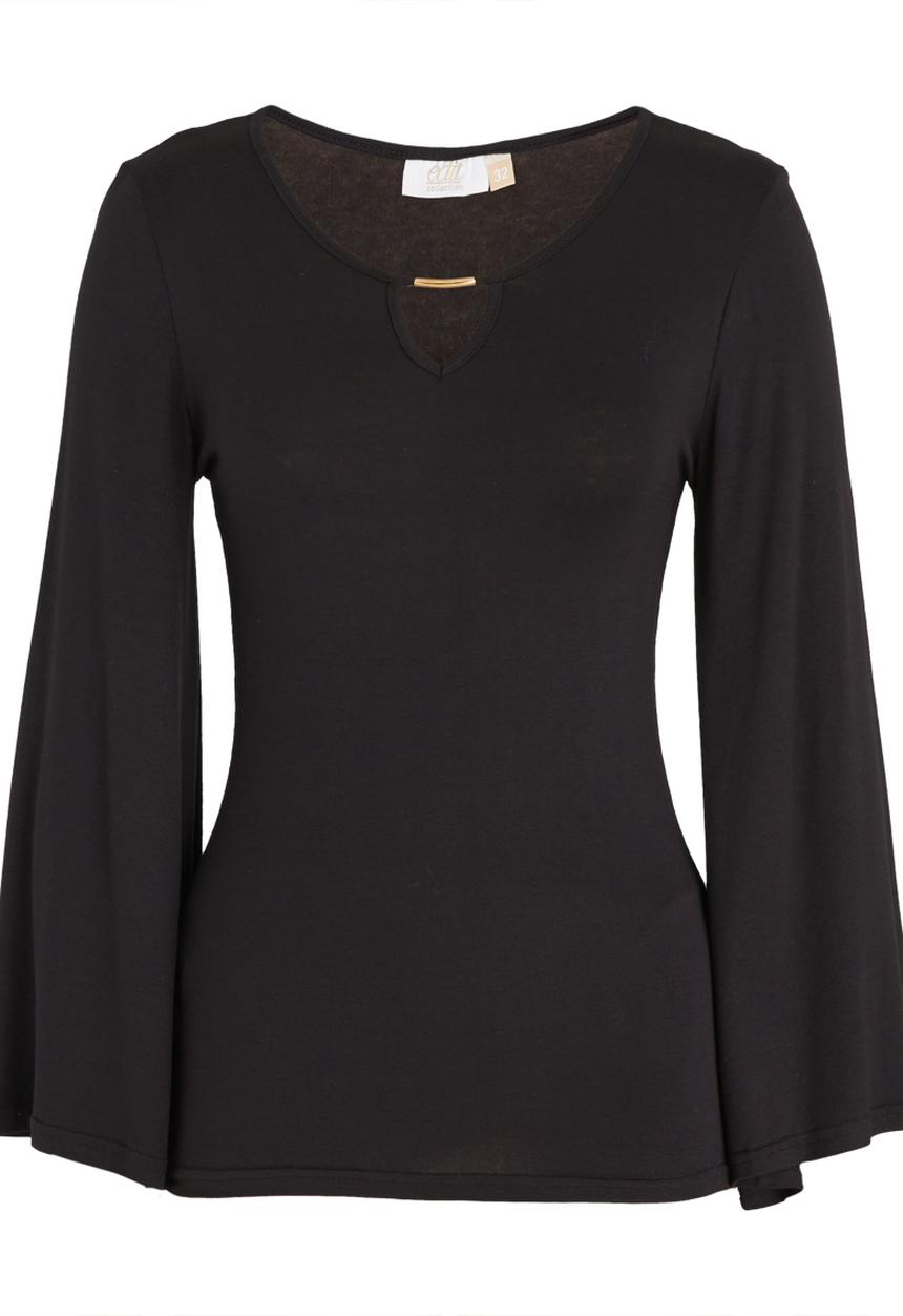edit - Volume Sleeve Top with Keyhole Black