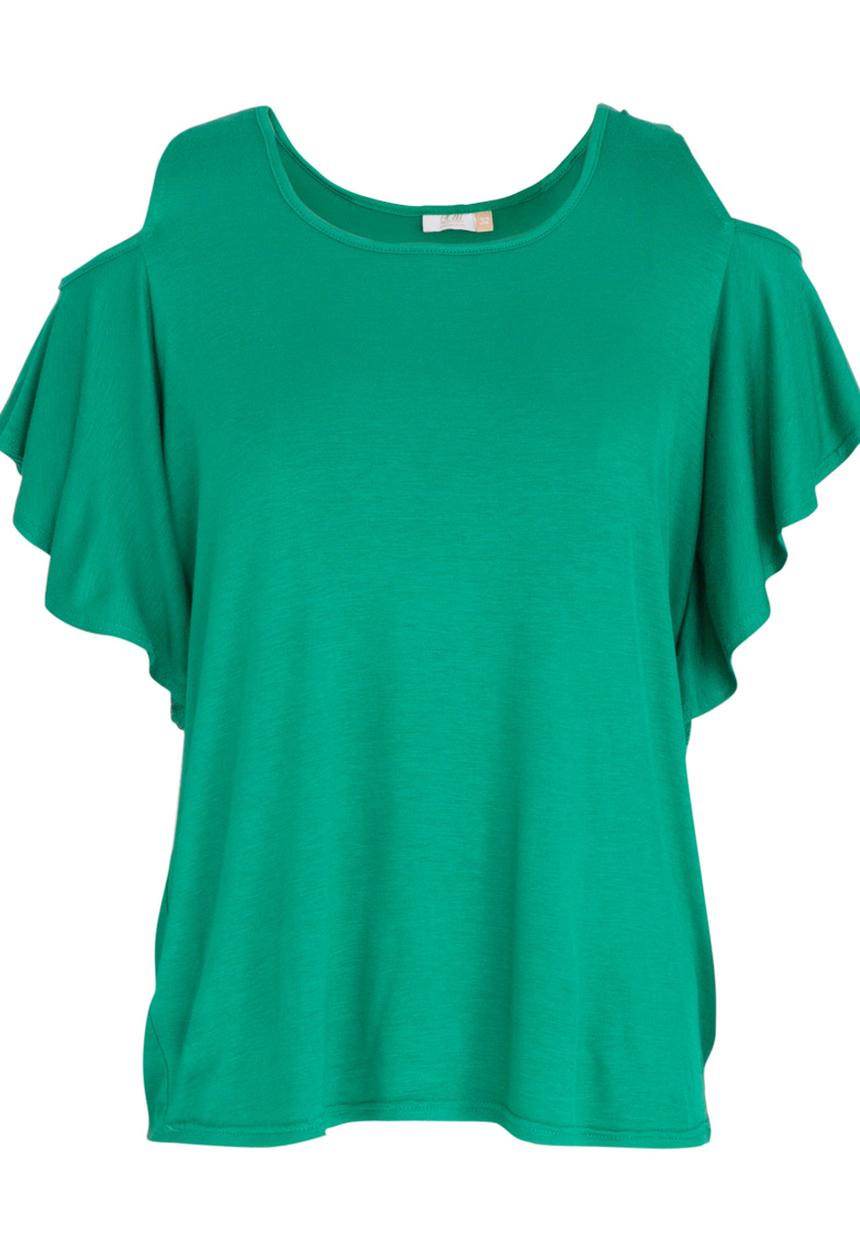 edit - Cold-shoulder Top Green