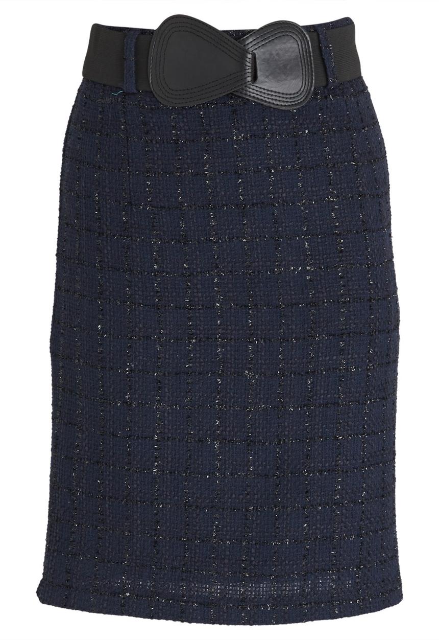 edit - Tweed Metallic Skirt Navy