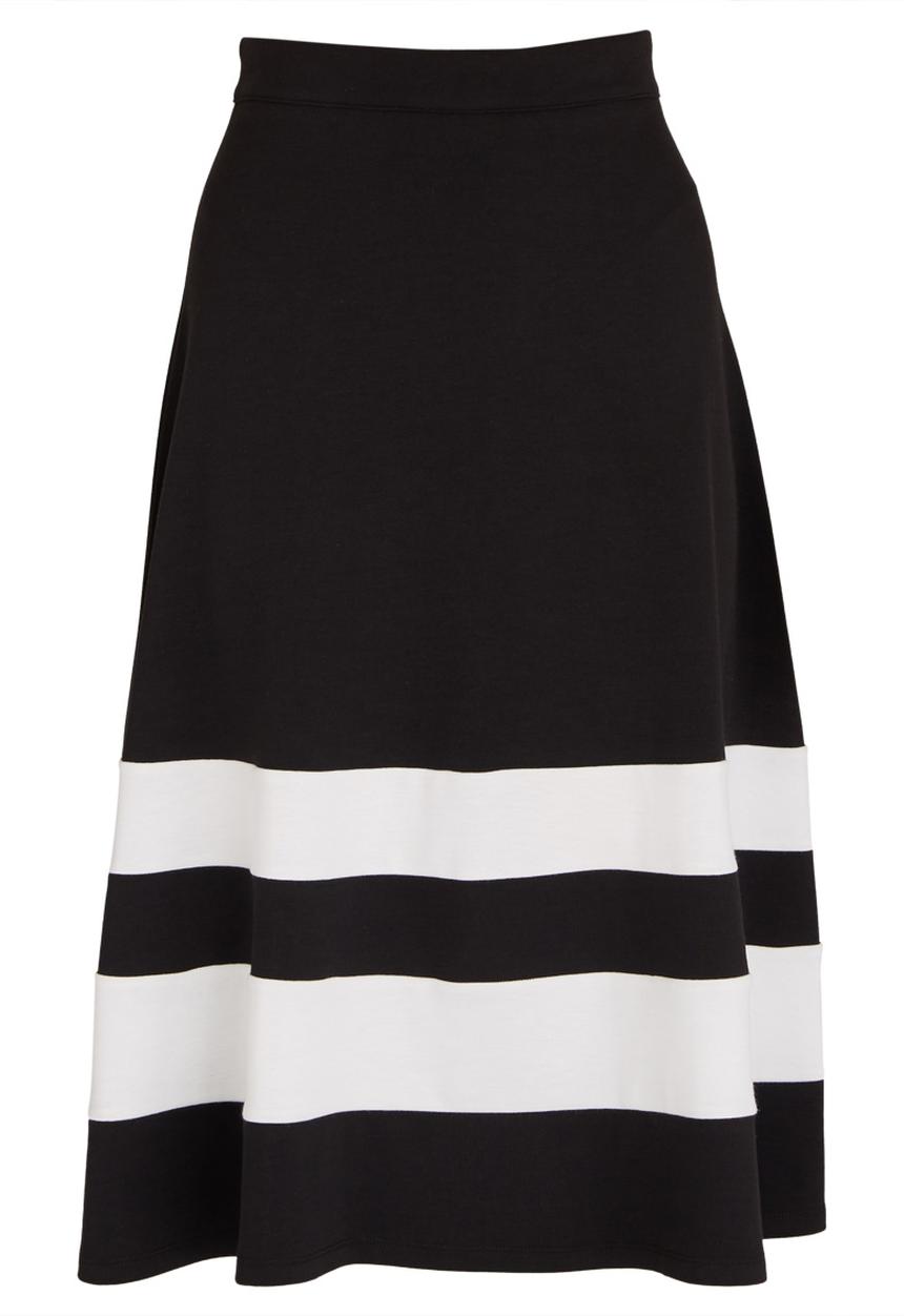 edit - Colourblock Fit and Flare Skirt Black and White