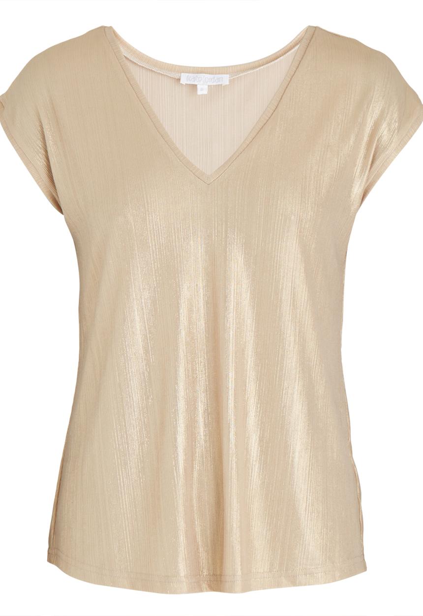 Kate Jordan - Shimmer V-neck Top Gold