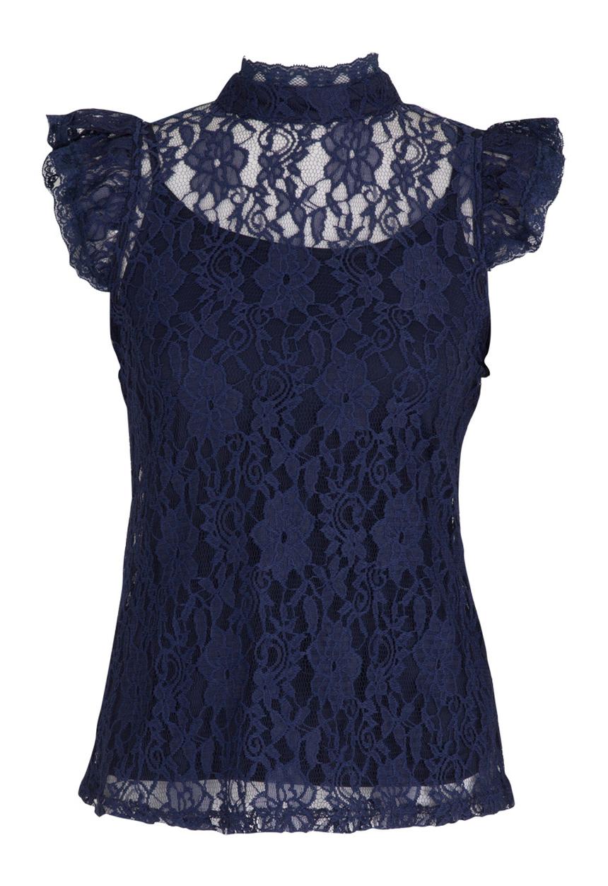 edit - Lace Top with Inner Cami Navy