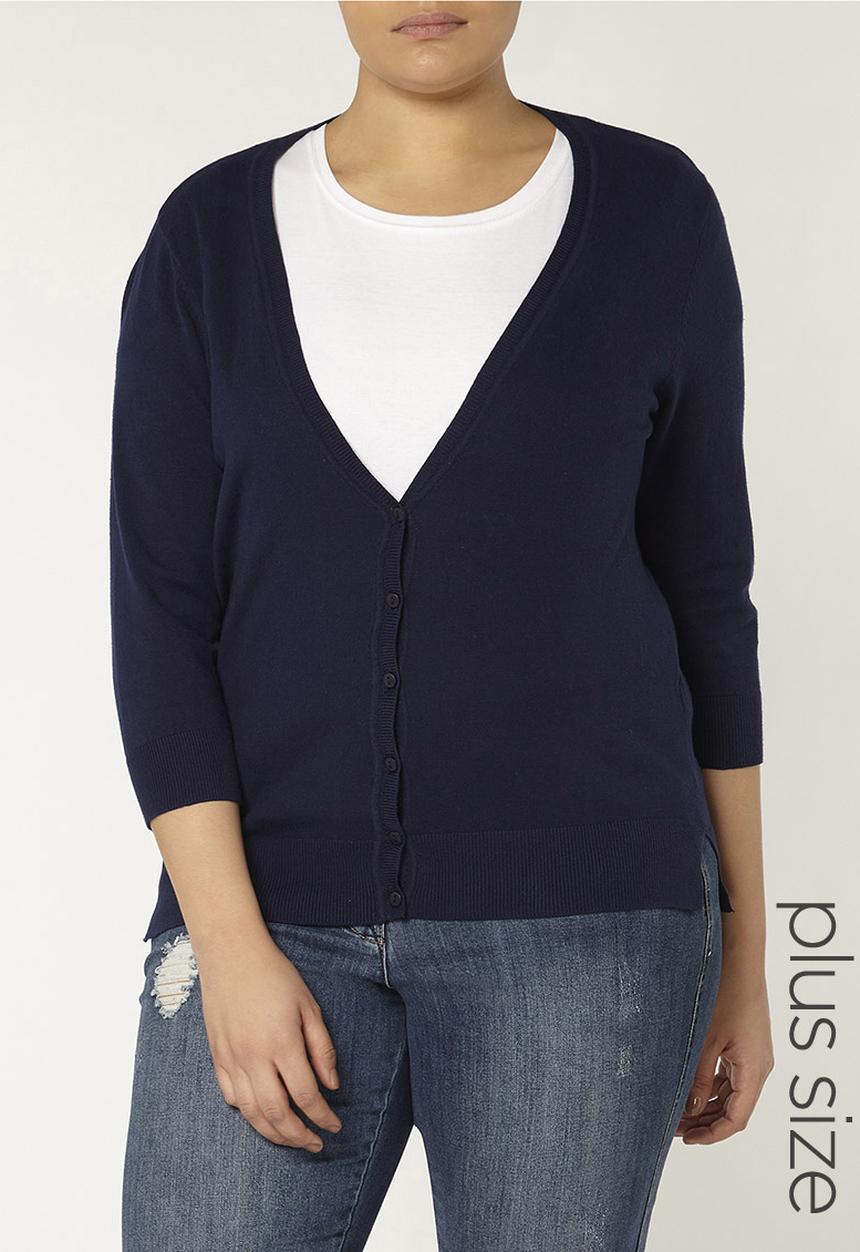 EVANS - Button Through Cardigan Navy