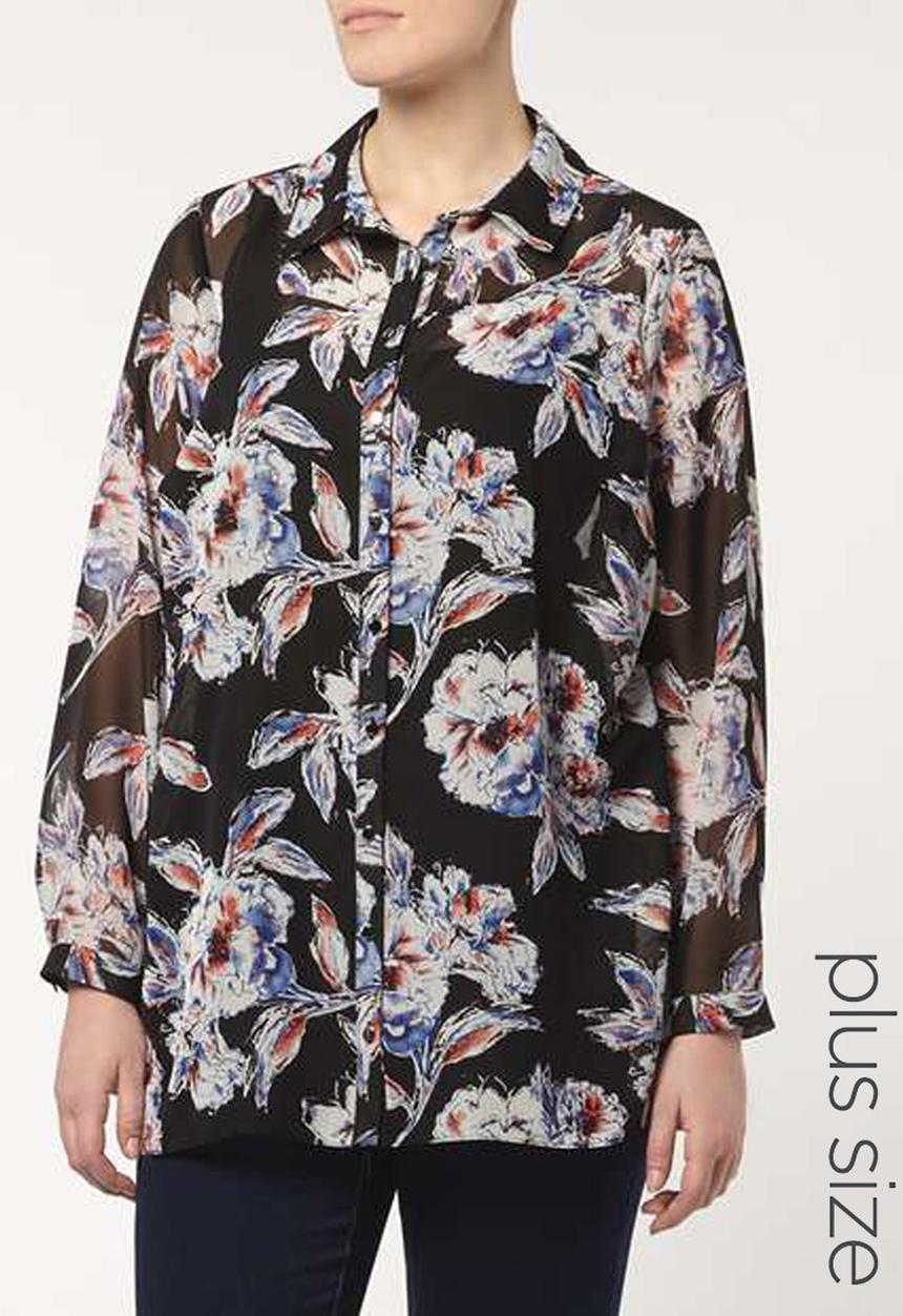 EVANS - Floral Print Shirt Multi-colour