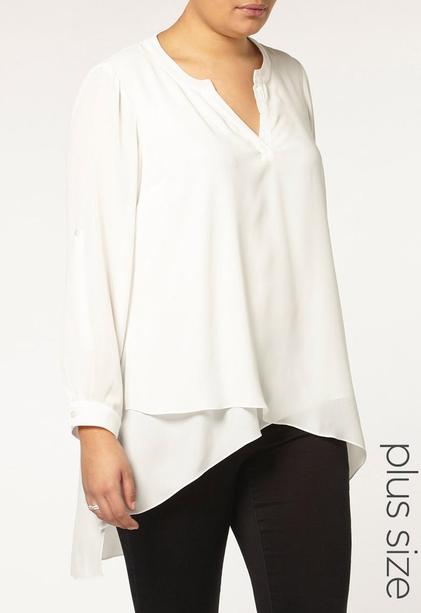 EVANS - Asymmetric Hem Shirt White