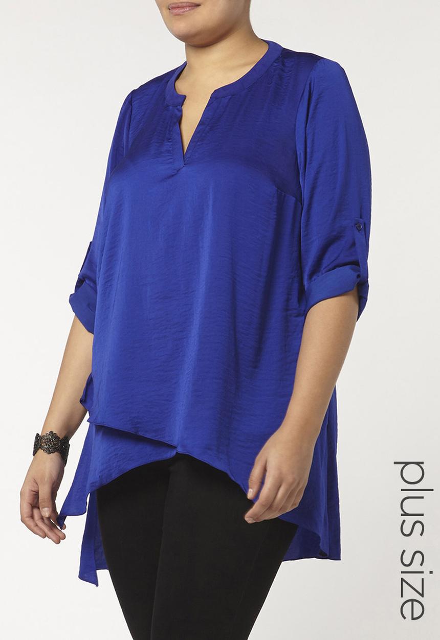 EVANS - Asymmetric Hem Shirt Blue
