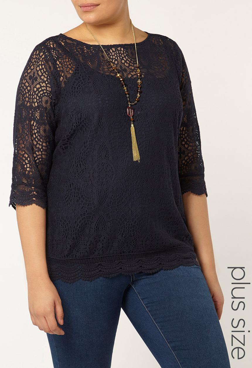 EVANS - Lace Blouse Navy