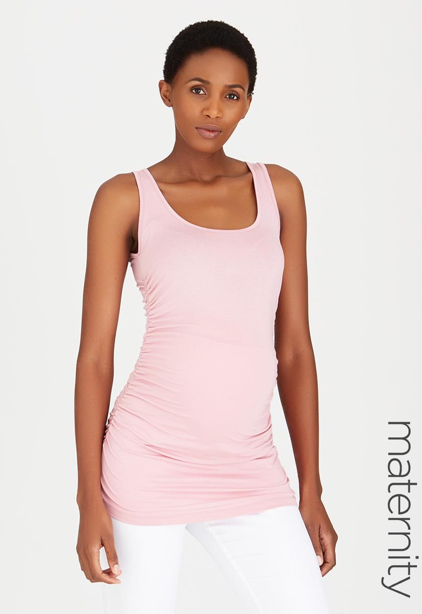 Cherry Melon - Side Gauge Tank Top Pale Pink