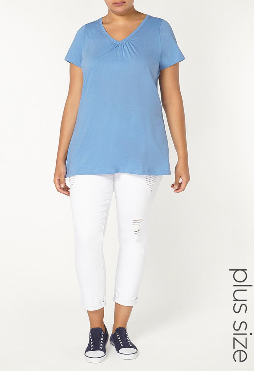 EVANS - Essential V-neck T-shirt Pale Blue