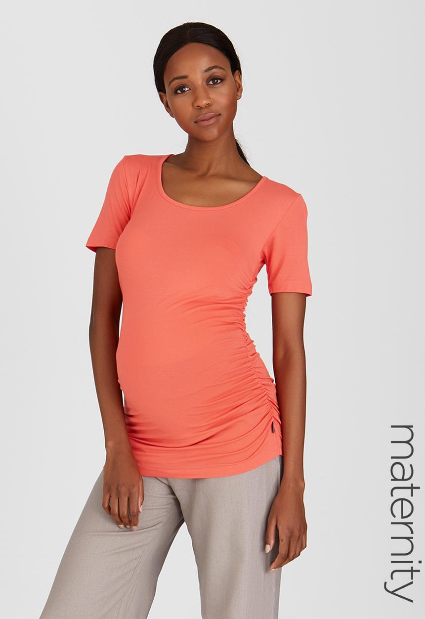 Cherry Melon - Side Gauge Short Sleeve Top Coral