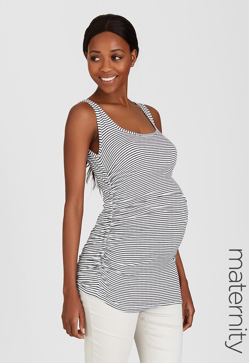 Cherry Melon - Side Gauge Tank Top Black and White
