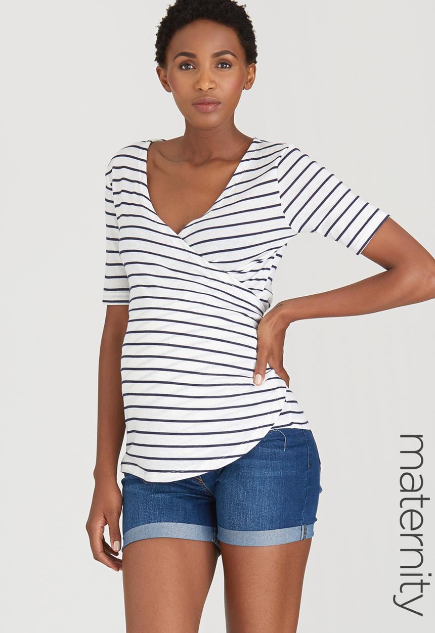 Cherry Melon - Stripe Ballerina Wrap Blue and White
