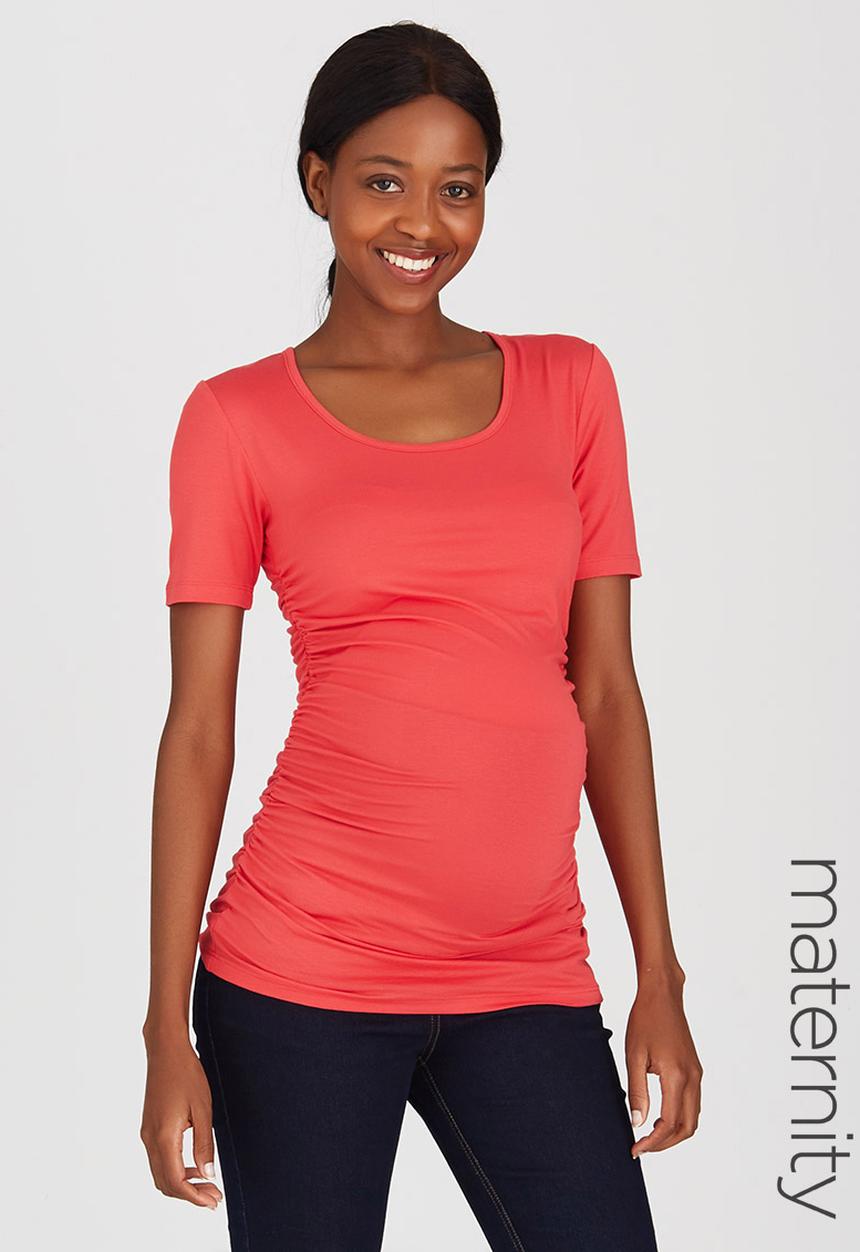 Cherry Melon - Side Gauge Short Sleeve Top Mid Pink