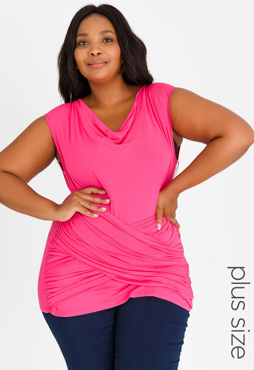 edit Plus - Gauged Front Cami Cerise Pink