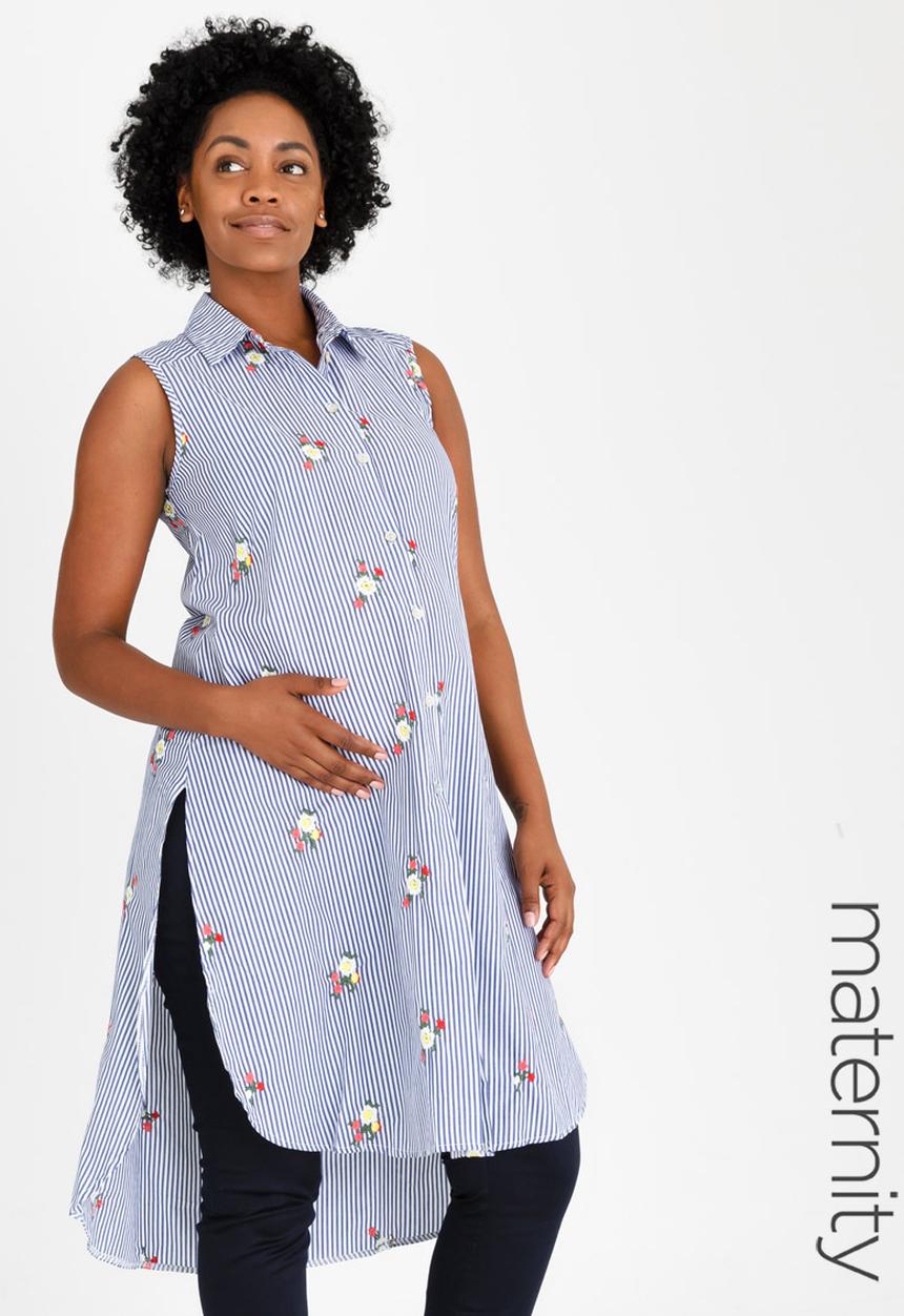 edit Maternity - Sleeveless Longer Length Blouse Multi-colour