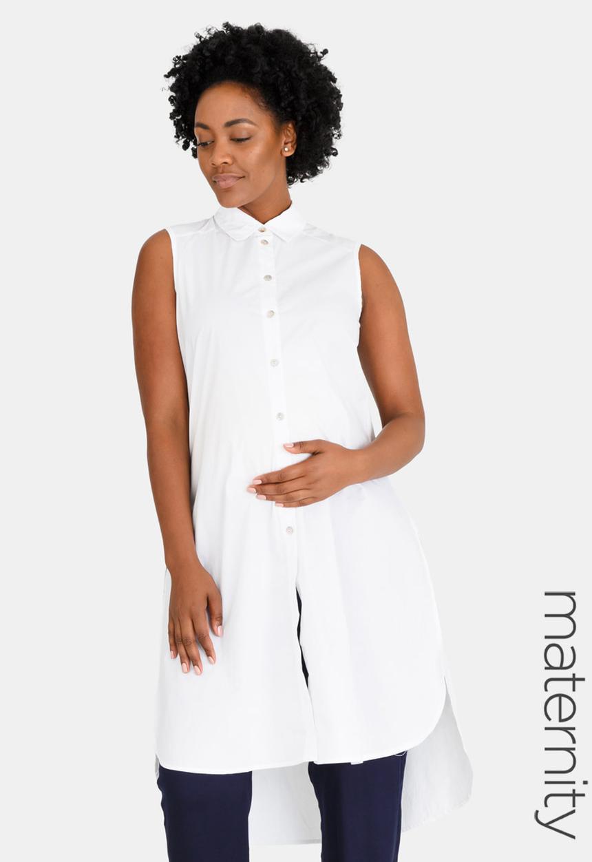 edit Maternity - Sleeveless Longer Length Blouse White