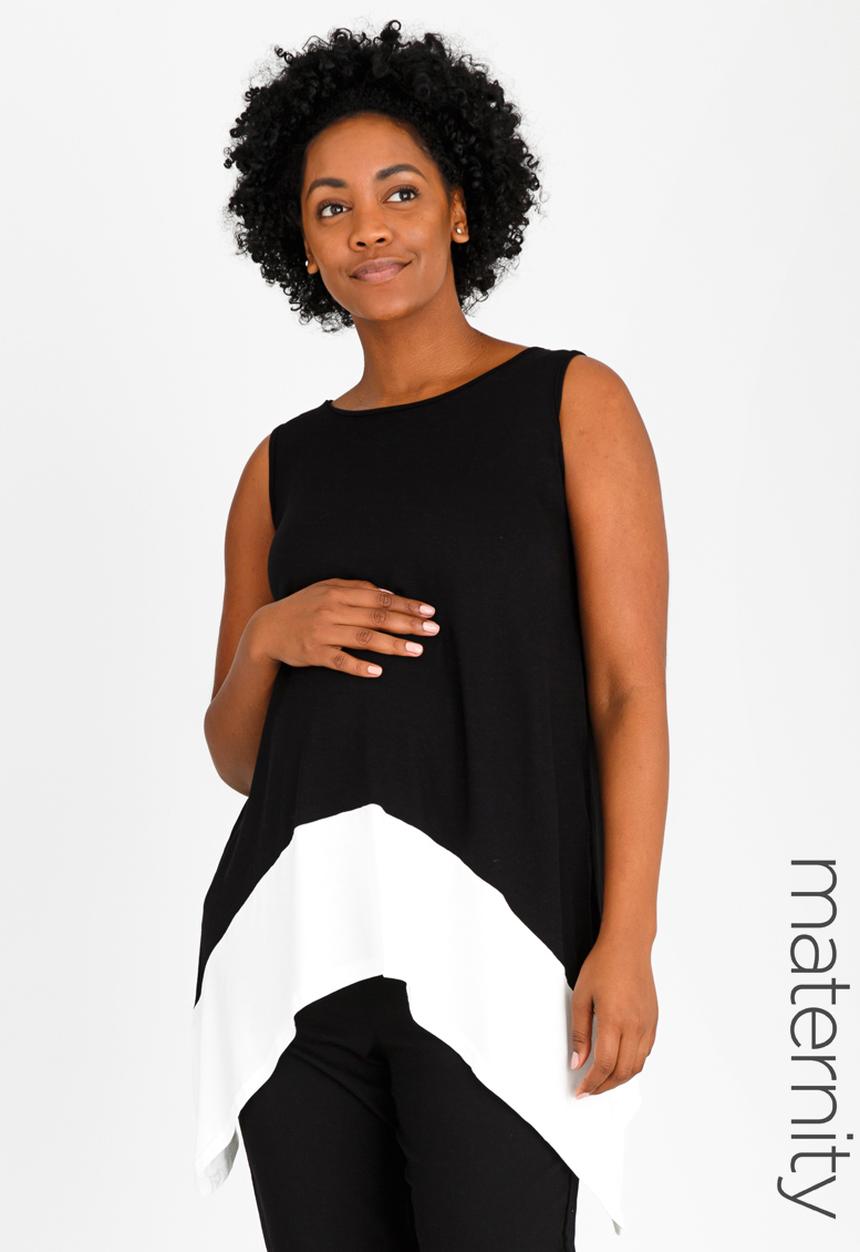 edit Maternity - Contrast Hem Swing Vest Black and White