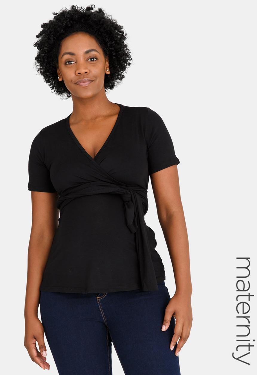 edit Maternity - Wrap Around Top Black