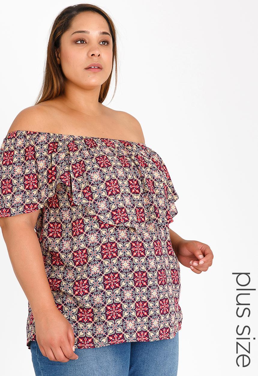 edit Plus - Front Frill Top Multi-colour