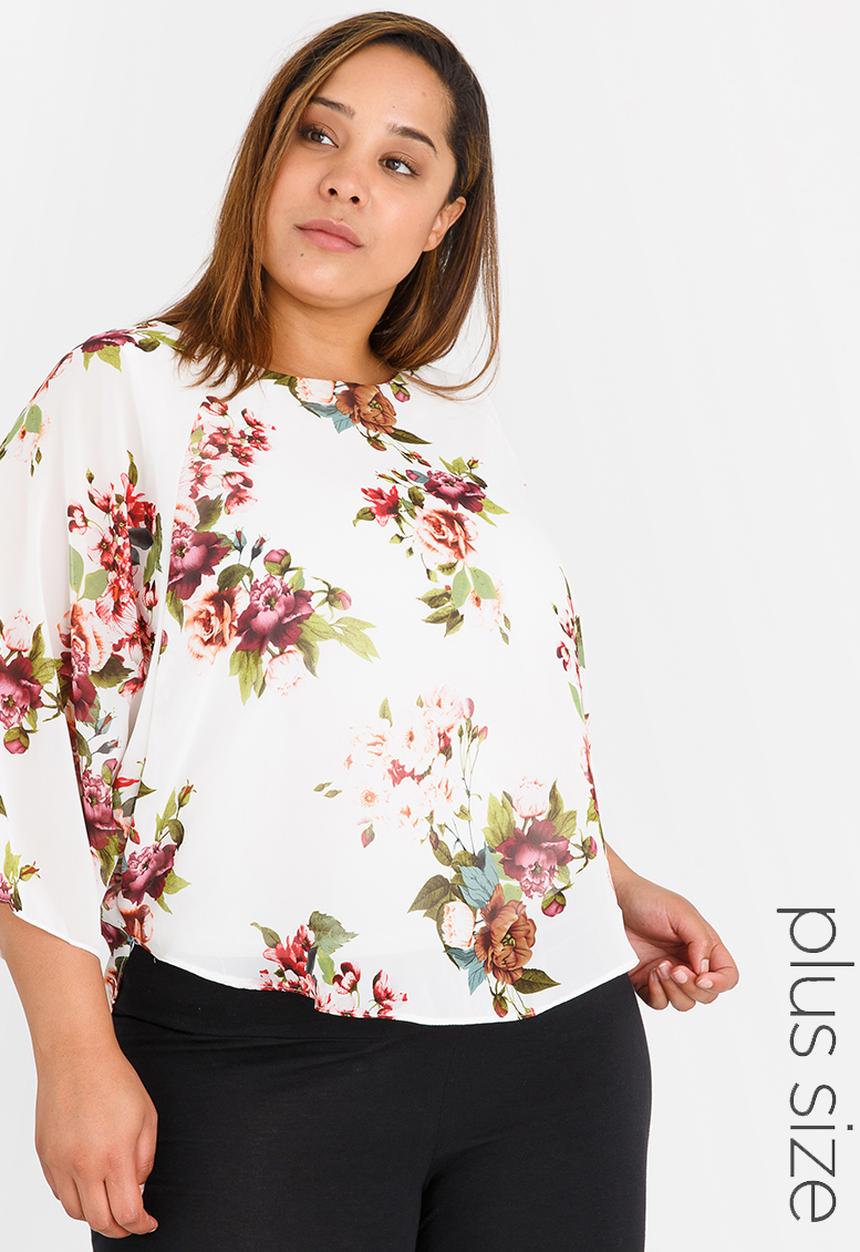 edit Plus - Overlay Printed Blouse Multi-colour