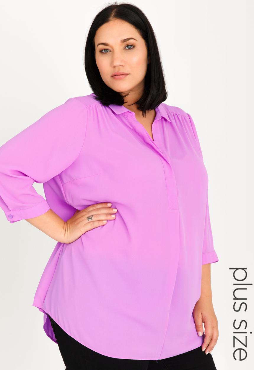 edit Plus - 3/4 Sleeve Blouse Mid Purple