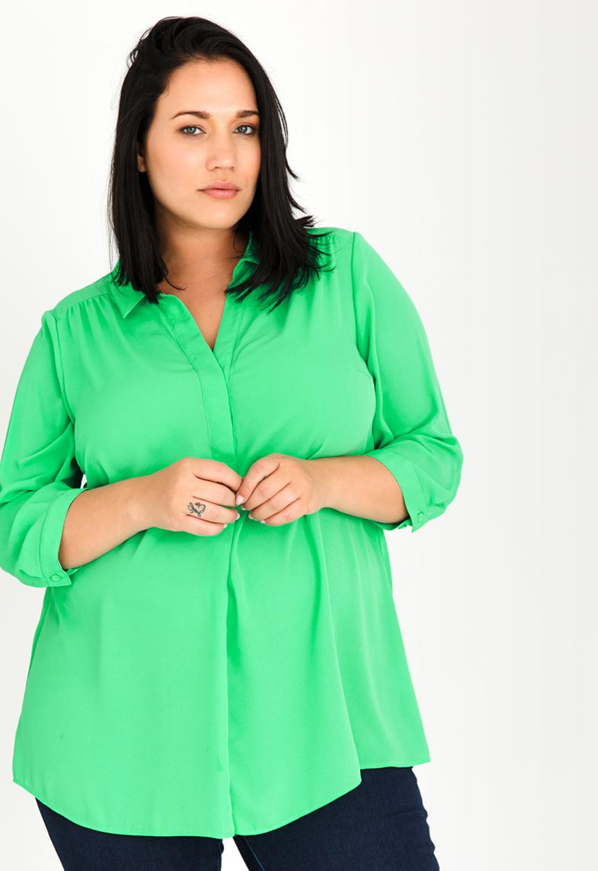 edit Plus - 3/4 Sleeve Blouse Mid Green