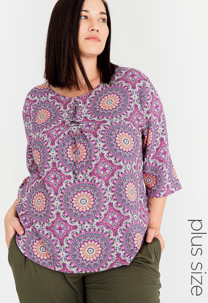 Slick - Torey Eyelit Lace-up Detail Top Multi-colour