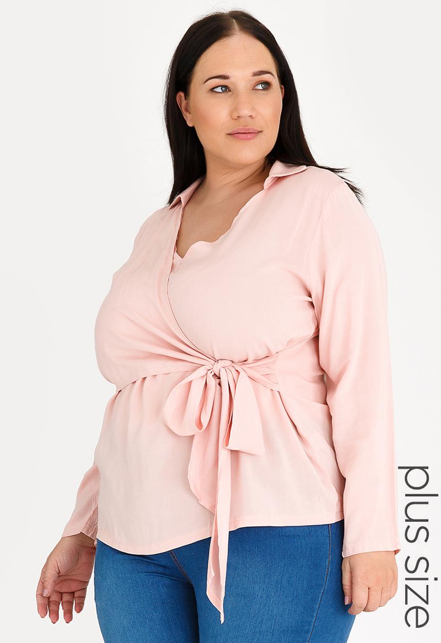 edit Plus - Wrap Front Blouse Mid Pink