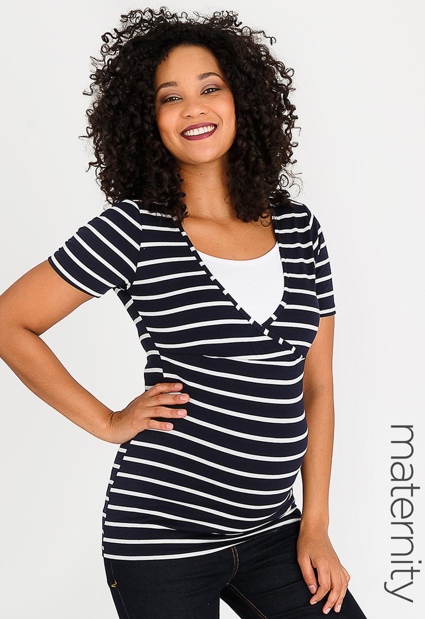 Cherry Melon - Basic Crossover Feeding Top Navy & White