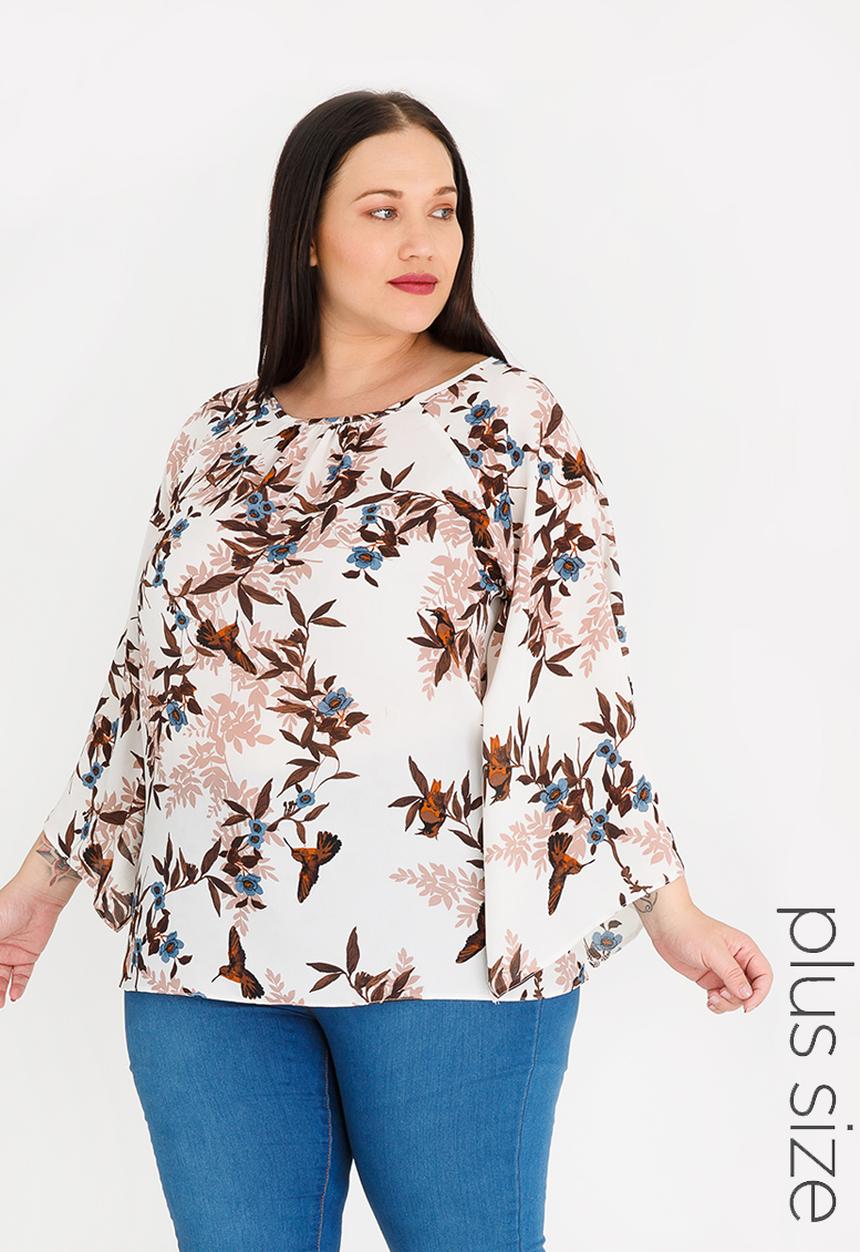 edit Plus - Flutter Sleeve Blouse Multi-colour