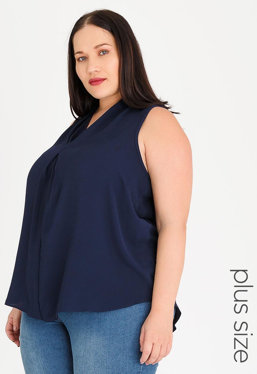 edit Plus - Front pleat detail cami - navy
