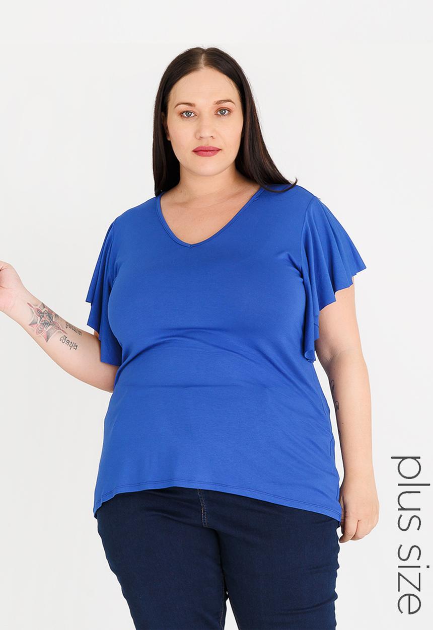 edit Plus - Flutter Sleeve Top - blue