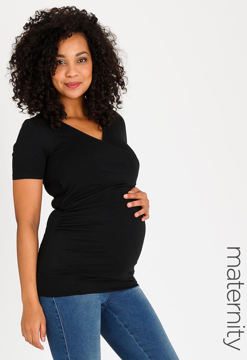 Cherry Melon - Basic Wrap Front Tee Black
