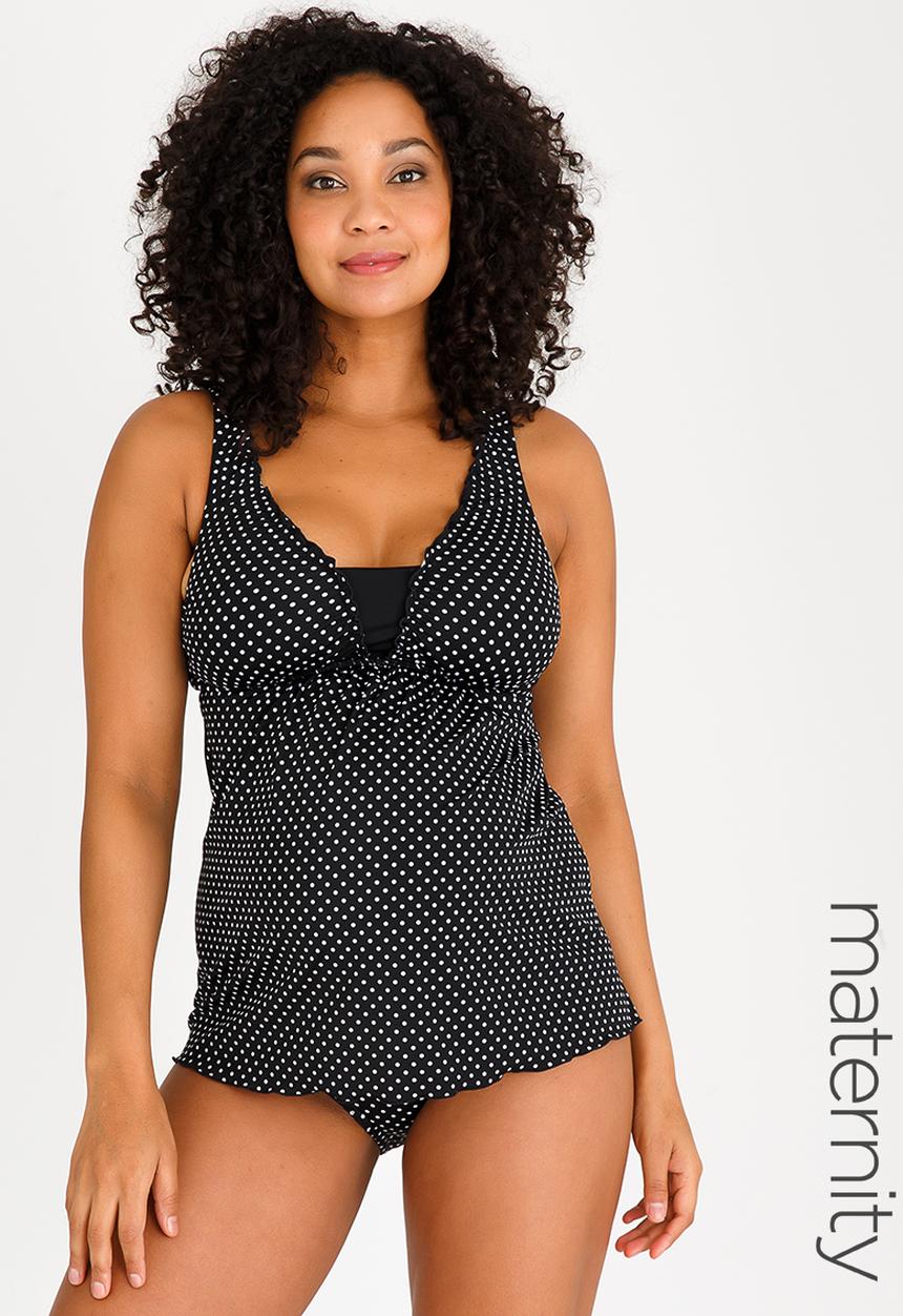 Jacqueline - Maternity Polka dot bikini bottom - black & white 