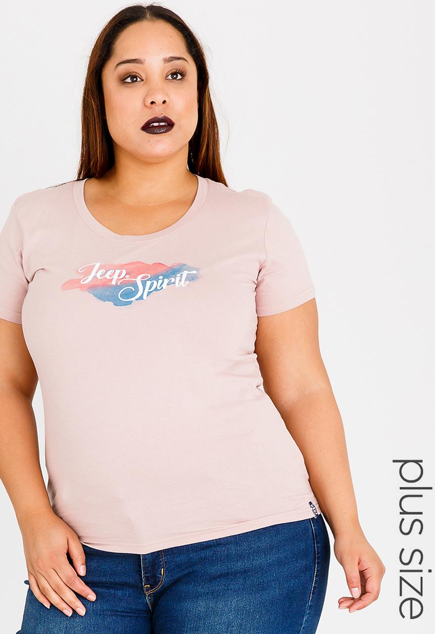 JEEP - Watercolour Logo Tee Pale Pink
