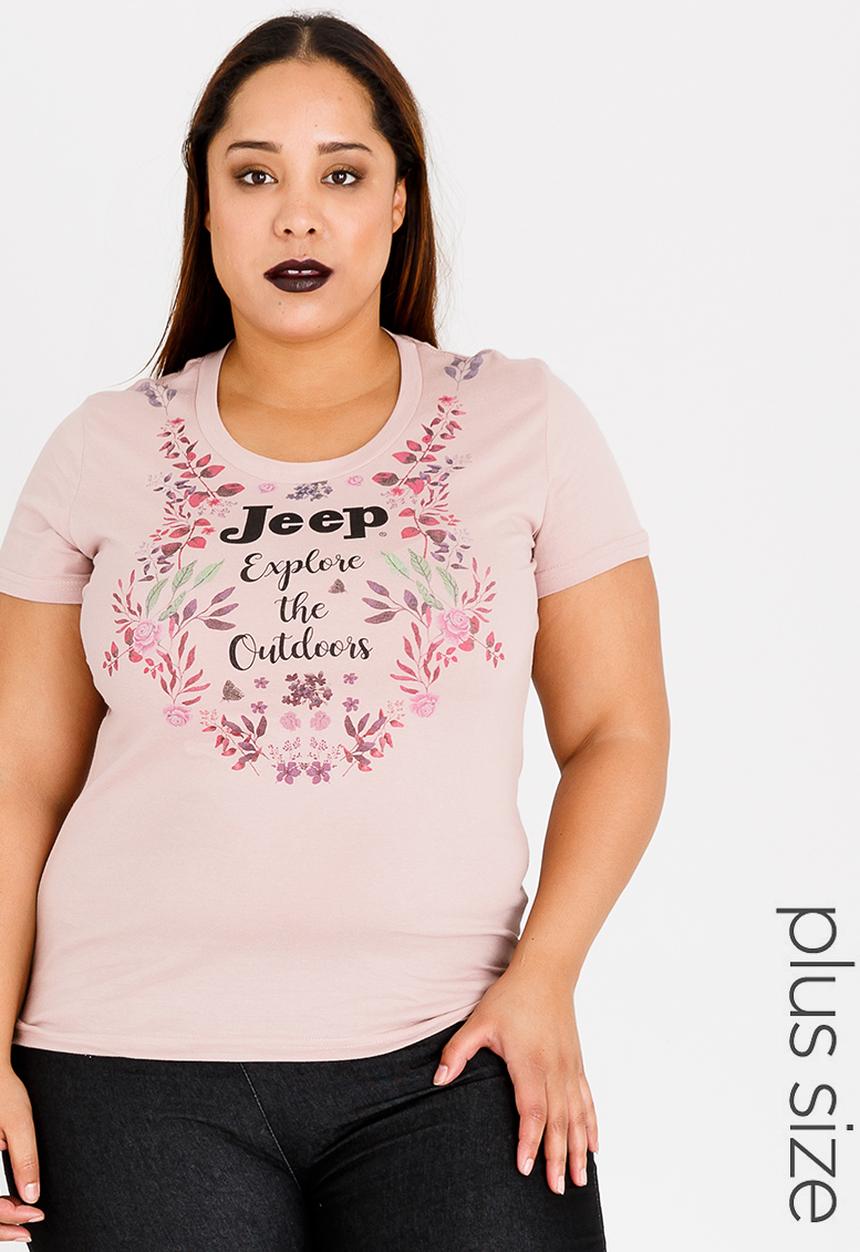 JEEP - Printed Scoop Neck Tee Pale Pink