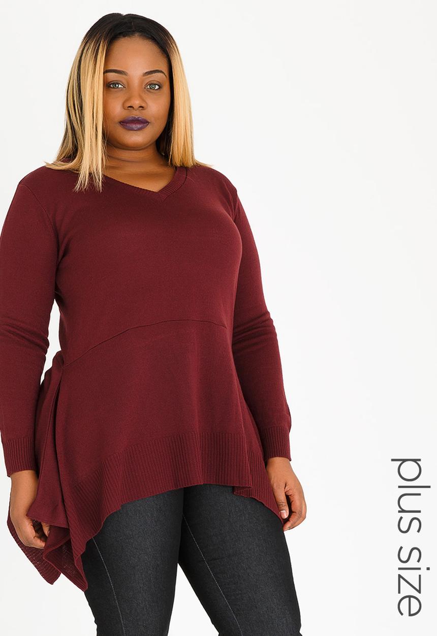 edit Plus - Dropped Hem Jersey Maroon