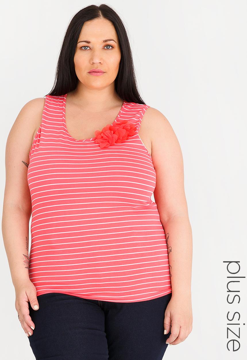 edit Plus - Flower Inspired Tank Top Coral