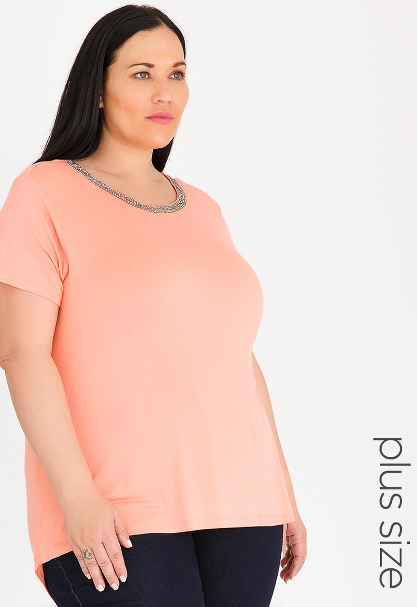 edit Plus - Embellished T-shirt - coral